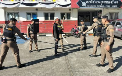 ฝึกซ้อม ทบทวนยุทธวิธี การใช้ไม้ง่ามไฟฟ้าในการเข้าระงับเหตุฯ