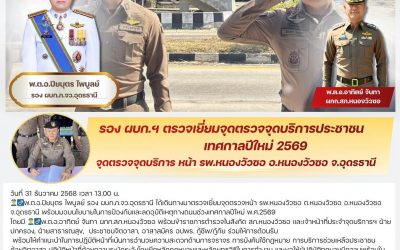 รอง ผบก.ภ.จว.อุดรธานี ตรวจเยี่ยมจุดตรวจจุดบริการ หน้ารพ.หนองวัวซอ