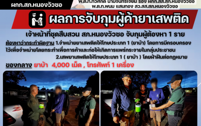ชุดสืบสวนจับกุมผู้ต้องหาคดียาเสพติด 1 ราย