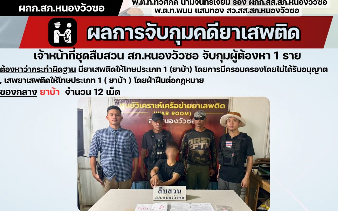 จับกุมผู้ต้องหาคดียาเสพติด