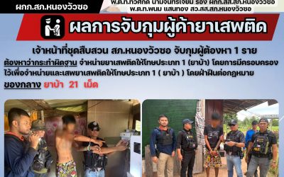 เจ้าหน้าที่ชุดสืบสวนจับกุมผู้ต้องหา คดีจำหน่ายยาเสพติด 1 ราย